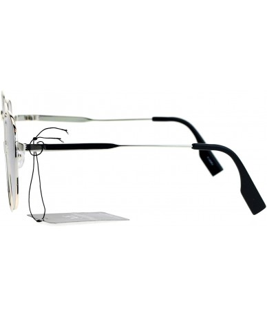 Cat Eye Color Mirror Flat Lens Wire Rim Large Cat Eye Sunglasses - Silver Mirror - CK12O0E00DD $24.05