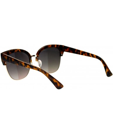 Cat Eye Mirror Lens Half Horn Rim Cat Eye Sunglasses - Tortoise Yellow - CM12D7IOX9R $18.80