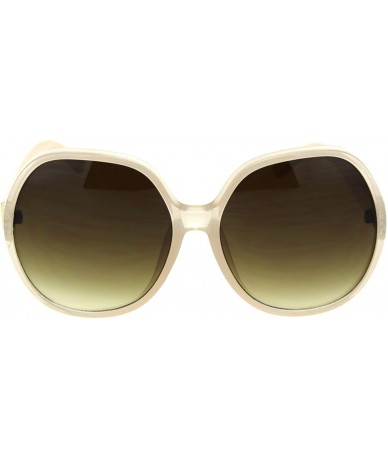 Oversized Womens Oversize Mod Large Round Butterfly Plastic Fashion Sunglasses - Beige Brown - CU18S98ANDI $18.00