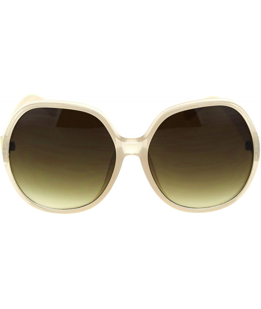 Oversized Womens Oversize Mod Large Round Butterfly Plastic Fashion Sunglasses - Beige Brown - CU18S98ANDI $18.00