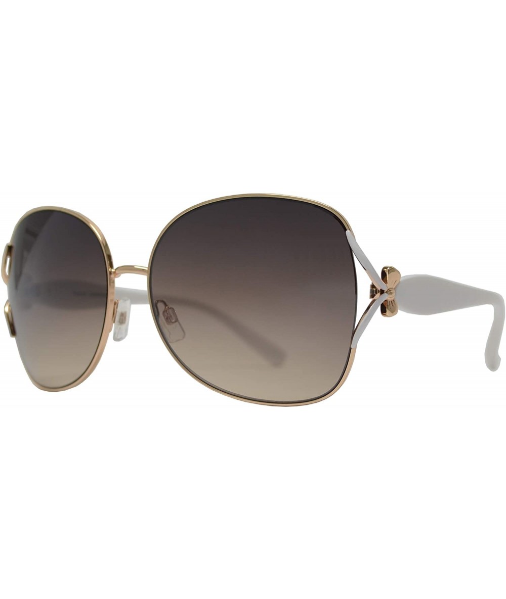 Butterfly Metal Butterfly Sunglasses Bow Accent for Women - UV Protection - White + Light Brown Gradient - CR193UOEDNI $22.32