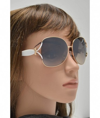 Butterfly Metal Butterfly Sunglasses Bow Accent for Women - UV Protection - White + Light Brown Gradient - CR193UOEDNI $22.32