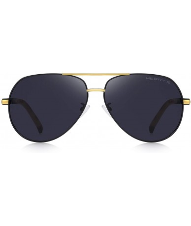 Aviator Men Vintage Aluminum Polarized Sunglasses for Men Womens Polarized Mirror with Case - Gold&black - CP18XUM7G2Z $26.29