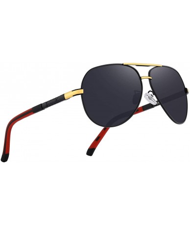 Aviator Men Vintage Aluminum Polarized Sunglasses for Men Womens Polarized Mirror with Case - Gold&black - CP18XUM7G2Z $26.29