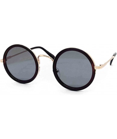 Aviator 81296 Premium Vintage Classic Nerd Hippie Retro Round Circle Womens Mens Tinted Sunglasses - Brown - CI186GH0RI4 $26.97