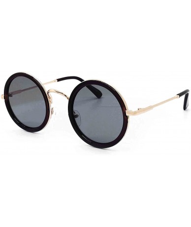 Aviator 81296 Premium Vintage Classic Nerd Hippie Retro Round Circle Womens Mens Tinted Sunglasses - Brown - CI186GH0RI4 $26.97