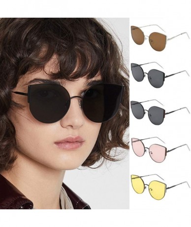 Rectangular Vintage Cat Eye Shape Sunglasses Classic Retro Style Metal Thin-Frame Glasses - Yellow - C4196WS5Y7N $17.19