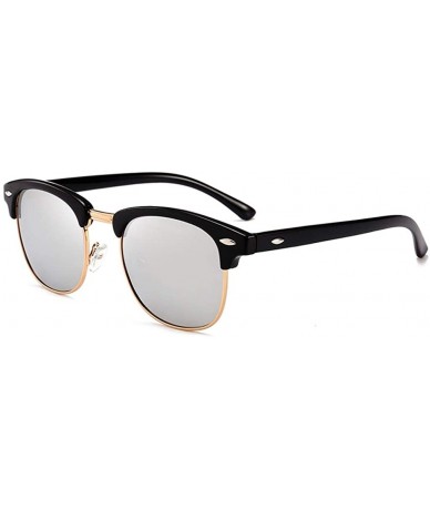 Square Rimless Polarized Aluminum Sunglasses Eyewear - White Mercury Lens/ Black Frame - C018SS9CAC9 $19.35