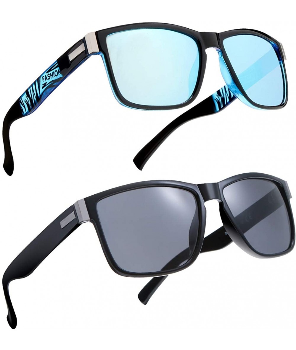 Wayfarer Polarized Sunglasses Driving Glasses glasses - 2pcs-blue-black - CF18Y7I540D $34.37