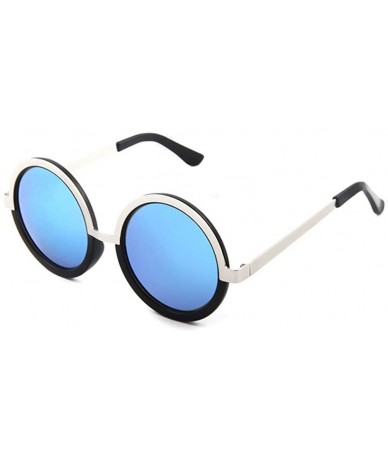 Square Model Womens Sunglasses Retro Style Round Lens 2 Colors Frame - White/Blue - CY11ZBUGVKJ $38.21