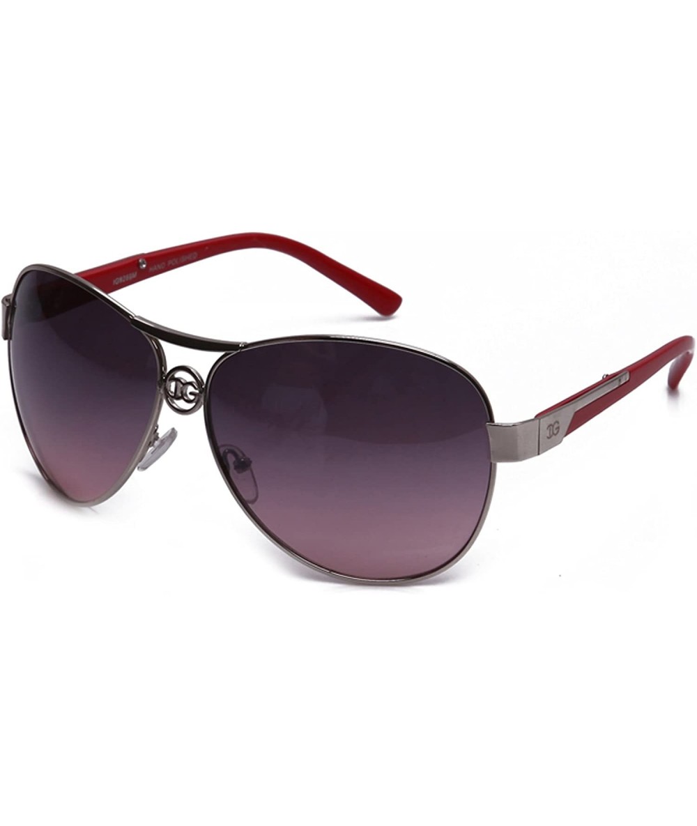 Oversized Aviator Oversized Fashion Sunglasses Modern Design Gradient Lenses UV Protection - Silver/Red - CI17YY52348 $17.48