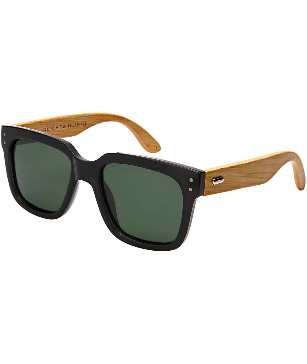 Square Wood Bamboo Sunglasses for Men Polarized Women Bamboo Square 541102BM-P - CE18M7UO3YN $27.97