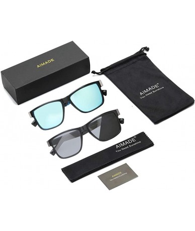 Wayfarer Polarized Sunglasses Driving Glasses glasses - 2pcs-blue-black - CF18Y7I540D $34.37