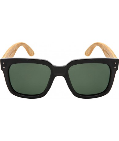 Square Wood Bamboo Sunglasses for Men Polarized Women Bamboo Square 541102BM-P - CE18M7UO3YN $27.97