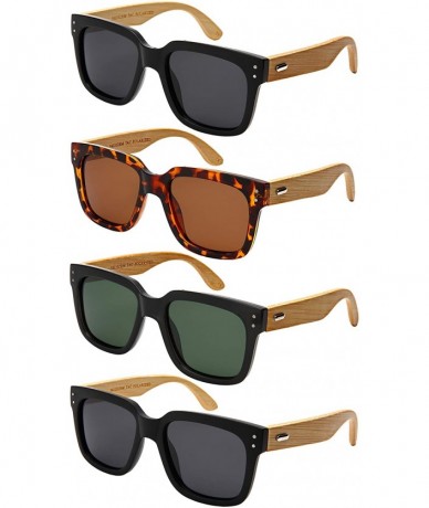 Square Wood Bamboo Sunglasses for Men Polarized Women Bamboo Square 541102BM-P - CE18M7UO3YN $27.97