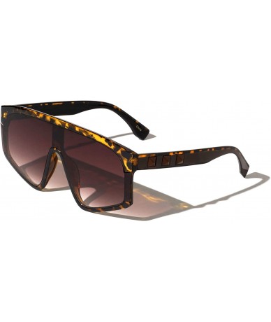 Shield Detroit Spike Studded Shield Lens Sunglasses - Brown Demi - C719733SLSD $26.36