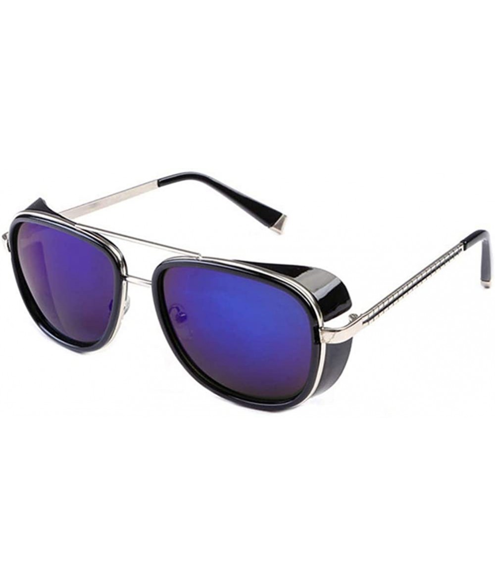 Square Men and women windproof sunglasses retro personality square sunglasses - C5 - CO18ELZHT6X $19.04