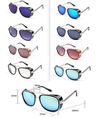 Square Men and women windproof sunglasses retro personality square sunglasses - C5 - CO18ELZHT6X $19.04