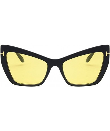 Rectangular Unisex Sunglasses Fashion Bright Black Grey Drive Holiday Rectangle Non-Polarized UV400 - Bright Black Yellow - C...