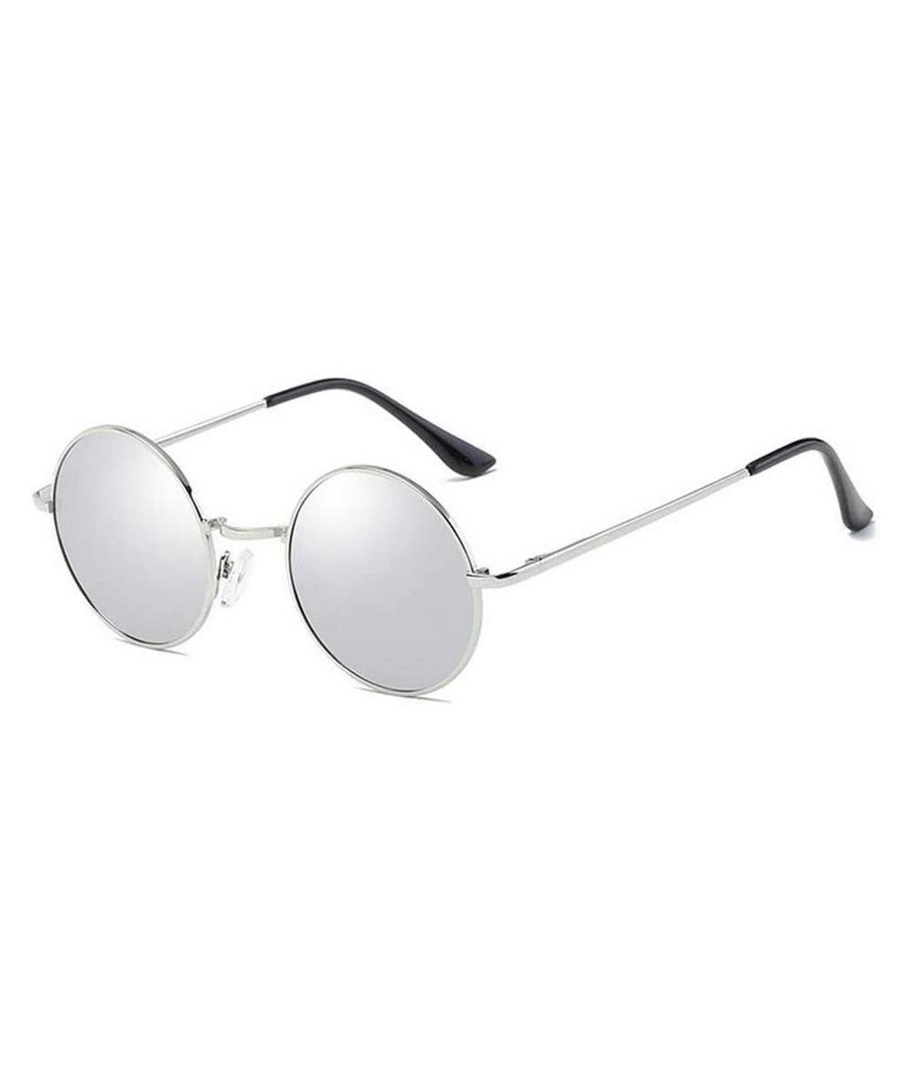 Round Glasses Real Polarized Sunglasses Vintage Sunglass Round Sunglasses UV400 Black Lens - 5 - CB18R3YT5GS $53.30