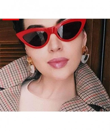 Aviator 2019 Candy Color Cateye Sunglasses Women Small Frame Vintage Sun Black Gray - White Gray - C718Y3OE7HL $18.54