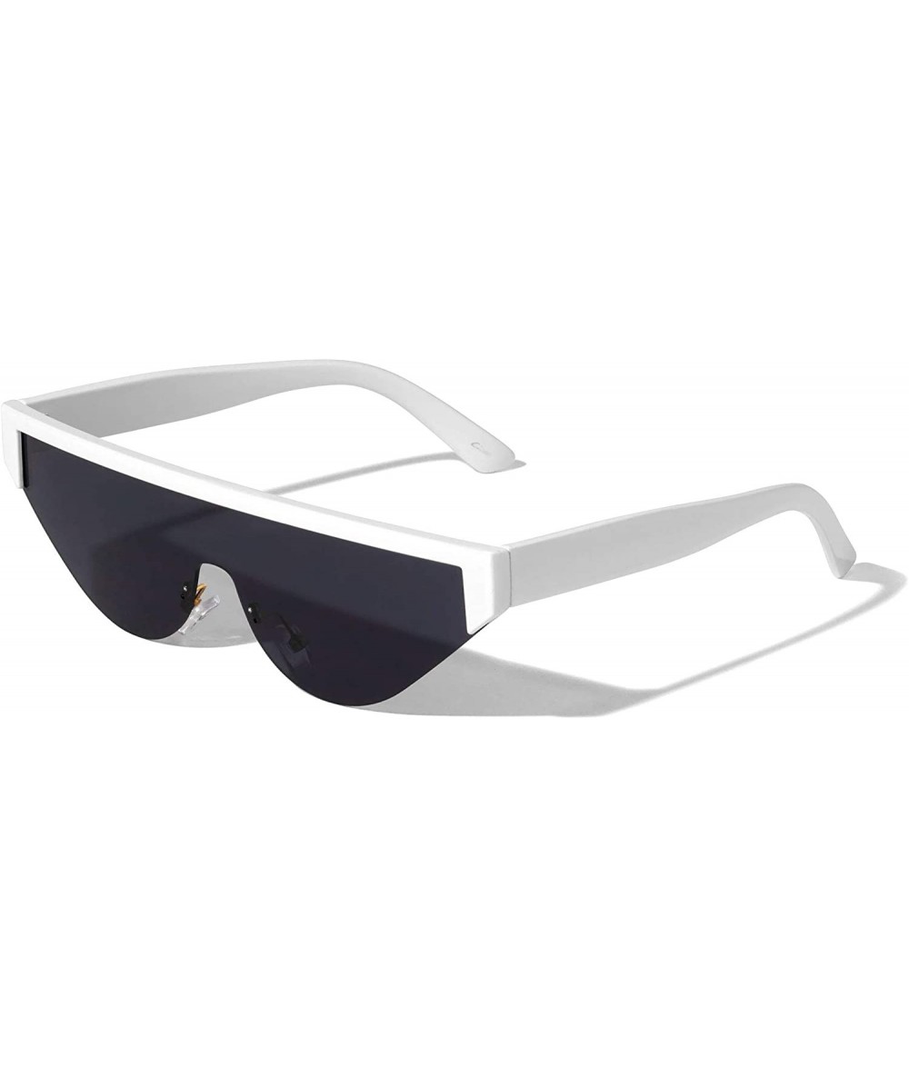 Shield Baltimore Flat Top One Piece Shield Sunglasses - White - CU1972H08WN $26.84