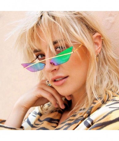 Oversized Small Cat Eye Sunglasses Women 2019 Fashion Shades UV400 Single Gold Purple - Gold Black - CG18YZWDDYG $21.26