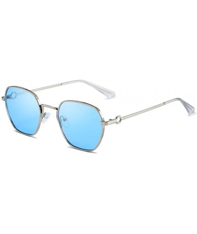 Rectangular Fashion Travel Outside Glasses Rectangular Half Frame Vintage Sun Glasses for Men/Women - Silver-blue - CI18WSKWT...