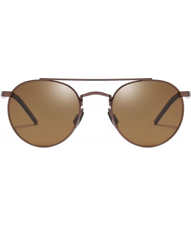 Round Unisex Vintage Round Sunglasses Double Bridge Men Women Polarized Aviator Sunglasses A540 - Tea-tea - CQ18IW98SAX $30.09