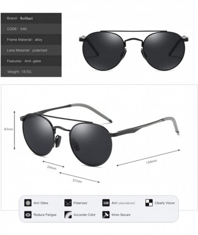 Round Unisex Vintage Round Sunglasses Double Bridge Men Women Polarized Aviator Sunglasses A540 - Tea-tea - CQ18IW98SAX $30.09