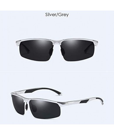 Aviator Men's Aluminum Magnesium Half Frame Sport Polarizing Sunglasses Brilliant Polarizing Driving Sunglasses - A - CS18QS0...