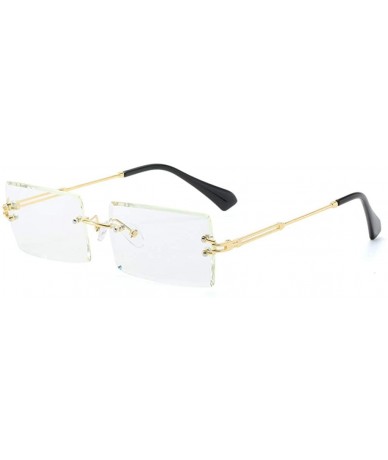 Square Frameless Cut Edge Square Sunglasses Men and Women Small Color Sun Glasses - Bp - CD18Y66OIWX $19.03