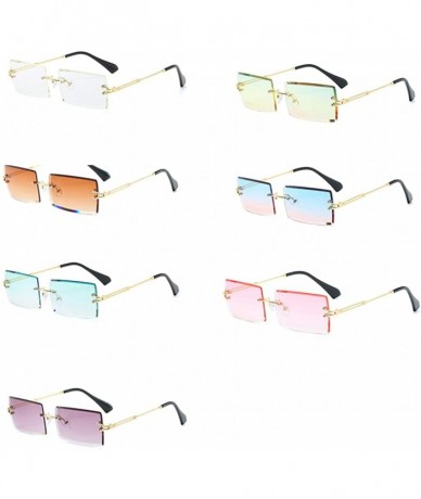 Square Frameless Cut Edge Square Sunglasses Men and Women Small Color Sun Glasses - Bp - CD18Y66OIWX $19.03