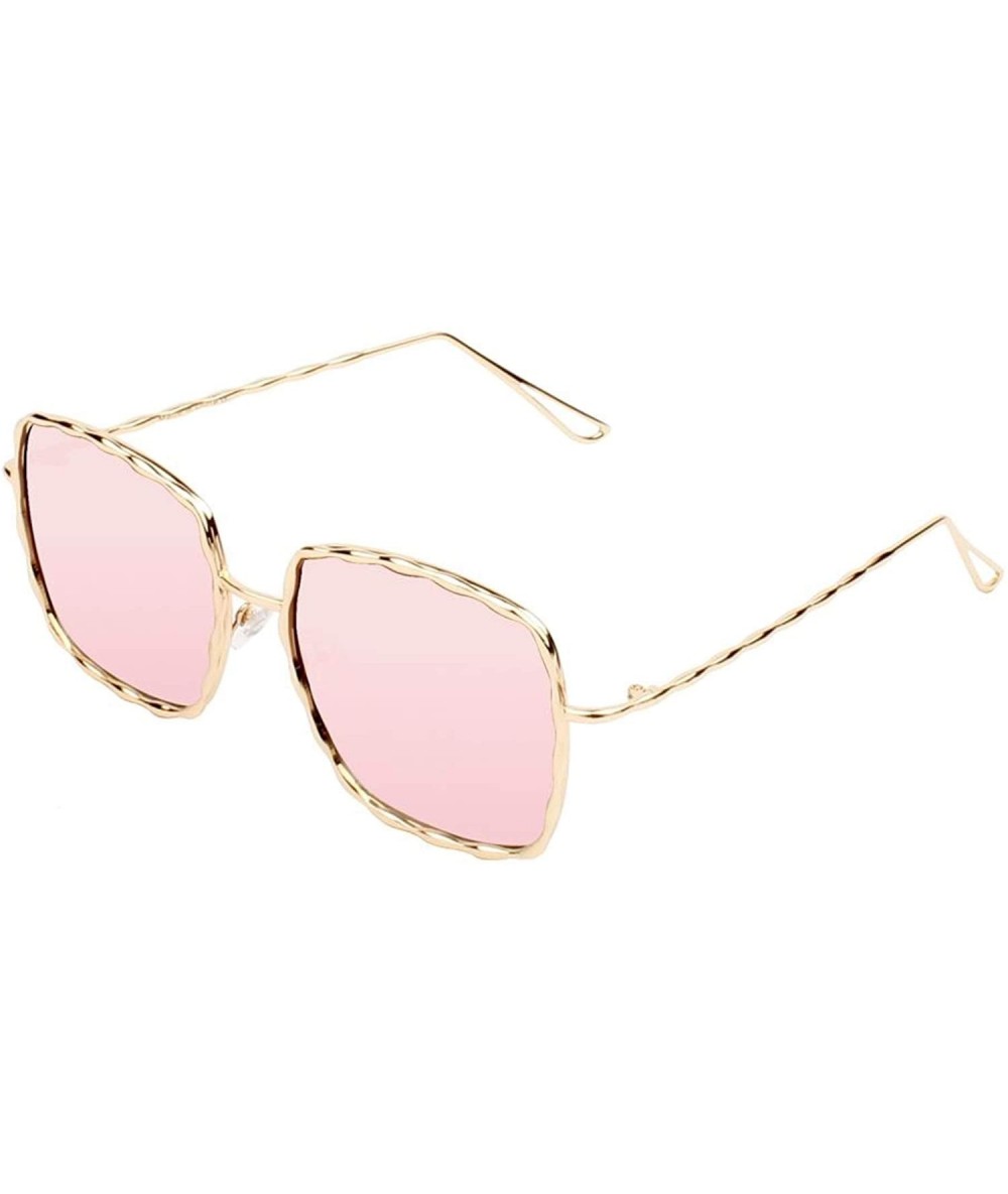 Goggle Women Classic Square Sunglasses - Gold/Pink - CG18WU60096 $37.17