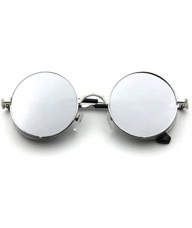 Oversized School Girls Sunglasses Lens With Side Barrier Round Shape Metal Frame - Silver/Silver - CY1219BC3V9 $30.03