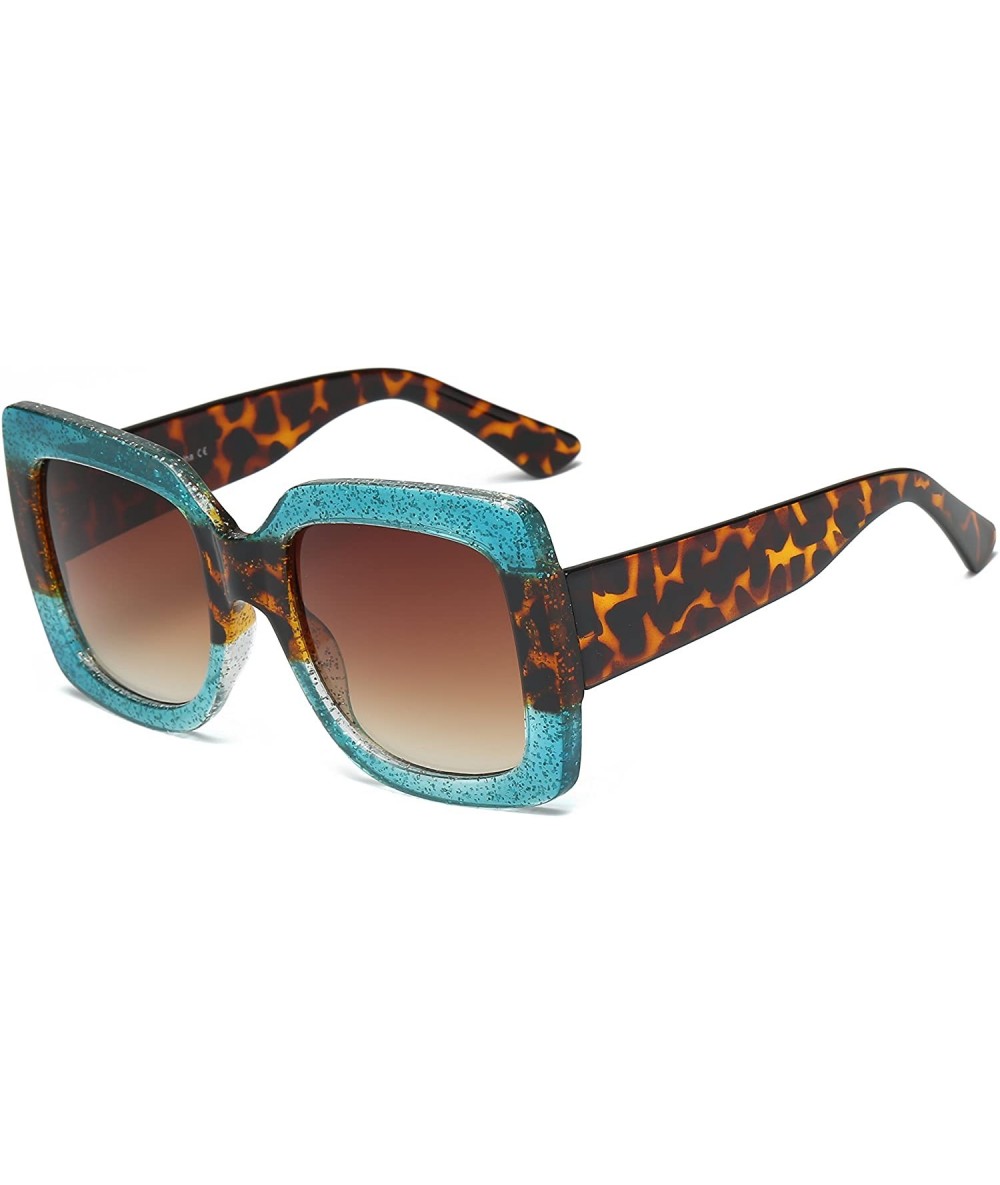 Square Women Retro Square Oversized UV Protection Fashion Sunglasses - Blue - CM18IZC42Q2 $19.73