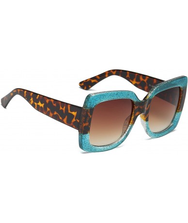 Square Women Retro Square Oversized UV Protection Fashion Sunglasses - Blue - CM18IZC42Q2 $19.73