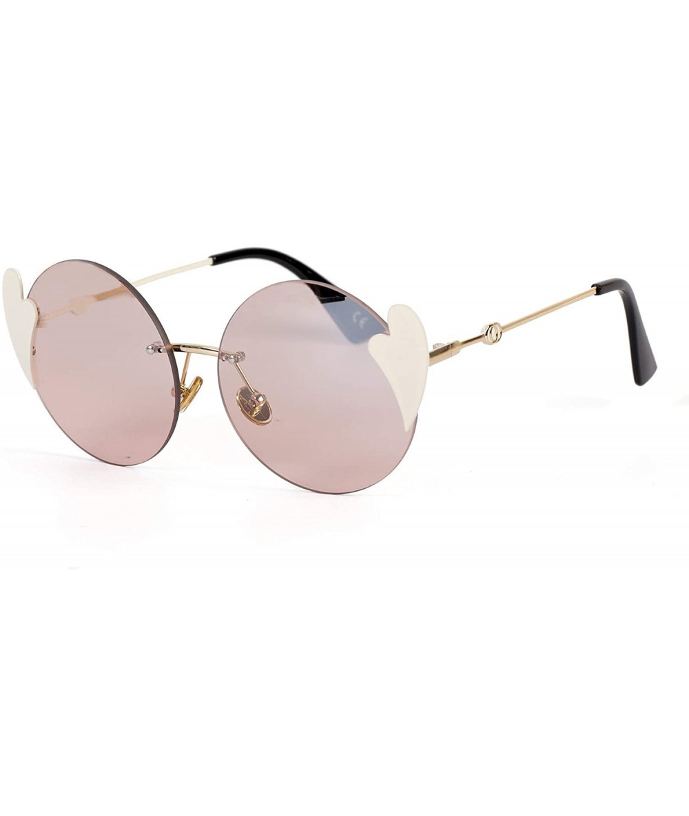 Round Classic fashion round sunglasses - love piece frameless sunglasses round round frame sunglasses - B - CQ18SN8HGU9 $72.46