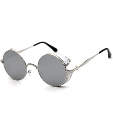 Oversized School Girls Sunglasses Lens With Side Barrier Round Shape Metal Frame - Silver/Silver - CY1219BC3V9 $30.03