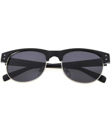 Rimless Retro Oval Round Half Semi-Rimless Polarized Sunglasses Women - S011-p Black - C5198UNUYKQ $25.05