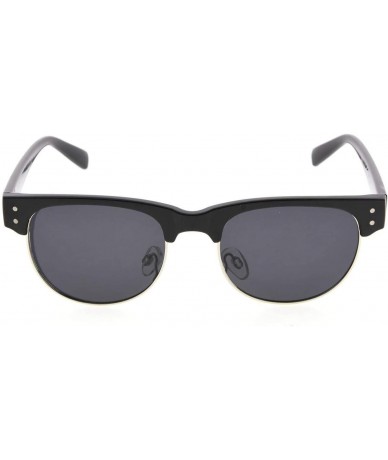 Rimless Retro Oval Round Half Semi-Rimless Polarized Sunglasses Women - S011-p Black - C5198UNUYKQ $25.05