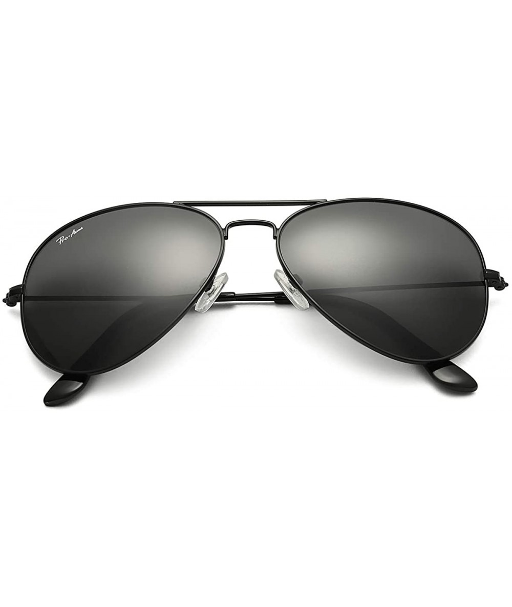 Sport Oversized Polarized Aviator Sunglasses for Men Women 100% UV400 Protection - Black Frame/Black Lens - C6197EQNSE3 $33.57