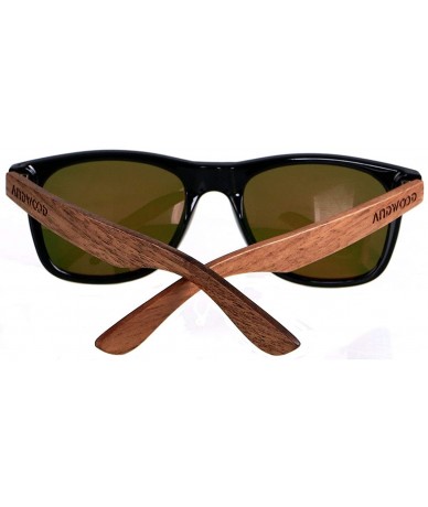 Wayfarer Wood Sunglasses Polarized for Men Women Uv Protection Wooden Bamboo Frame Mirrored Sun Glasses ANDWOOD SERRA - C318I...