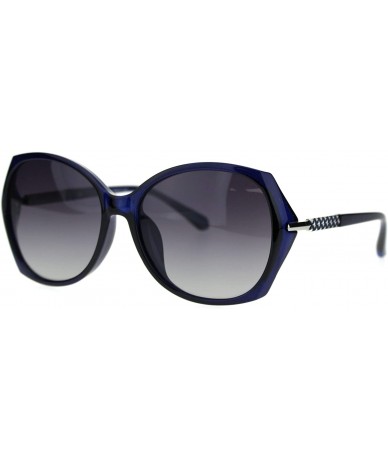 Butterfly Polarized Lens Metal Chain Arm Large Rectangular Butterfly Sunglasses - Blue Smoke - CA18TSISCOT $27.14