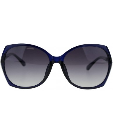 Butterfly Polarized Lens Metal Chain Arm Large Rectangular Butterfly Sunglasses - Blue Smoke - CA18TSISCOT $27.14