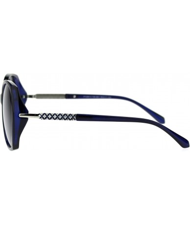 Butterfly Polarized Lens Metal Chain Arm Large Rectangular Butterfly Sunglasses - Blue Smoke - CA18TSISCOT $27.14