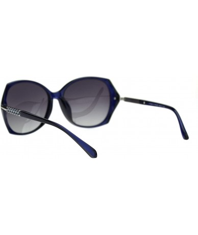 Butterfly Polarized Lens Metal Chain Arm Large Rectangular Butterfly Sunglasses - Blue Smoke - CA18TSISCOT $27.14