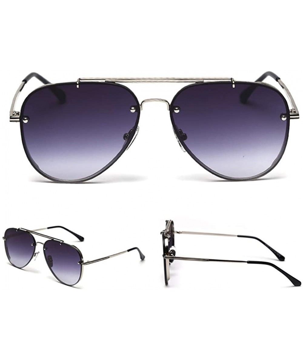 Oval Classic Aviator Gradient Sunglasses-Men Shade Glasses-Polarized Oval Lens - E - C9190EDCIXD $63.08