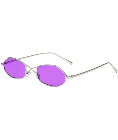 Square Vintage Brand Small Metal Frame Women Square Punk Sunglasses uv400 - Purple - CO18NLKMHS3 $23.35