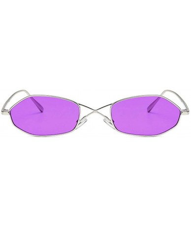 Square Vintage Brand Small Metal Frame Women Square Punk Sunglasses uv400 - Purple - CO18NLKMHS3 $23.35